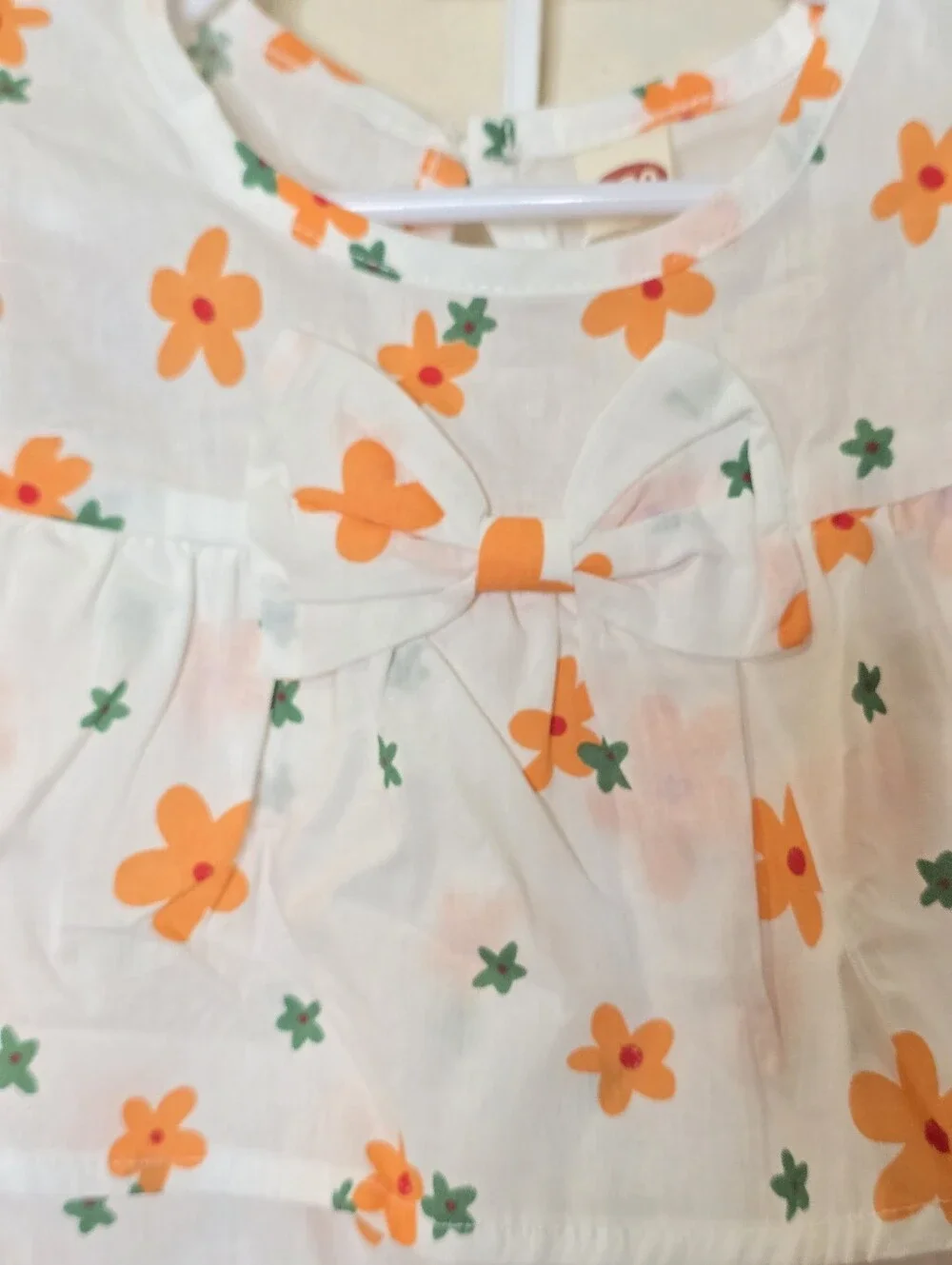 Girls Floral Tank Top & Shorts Set Size 120 White Orange Bow NWT Summer Outfit